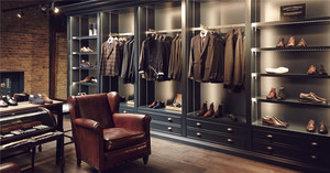 Armario de exhibición de ropa para hombre, armario de almacenamiento de madera personalizado, diseño de tienda de muebles, venta al por mayor - Product Image 3