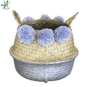 Panier de ventre en jacinthe d'eau écologique de vente chaude panier en jonc de mer - Product Image 4