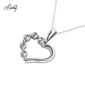 Trendy Love Heart Design Pendentif orné de cristaux <span class=keywords><strong>Swarovski</strong></span> Bijoux Daisini Collier en argent sterling/laiton - Product Image 6