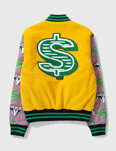 Chaqueta de lana con diseño de diamantes de dólar para hombre, chaqueta masculina personalizada con bordado, HIVJ224 - Product Image 4