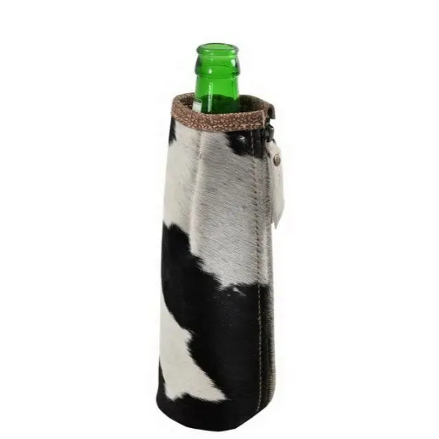 Zarif işçilik hakiki inek derisi lüks deri şarap şişesi çantası