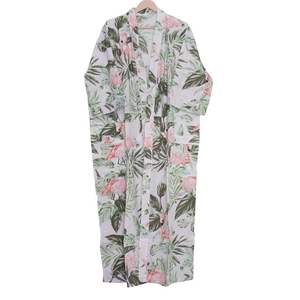 Robe kimono en coton 100% respirant, fabriquée à la main en Inde, imprimé floral, enveloppe de bikini, vêtements de nuit décontractés, vêtements de plage pour femmes, été, printemps, automne - Product Image 2