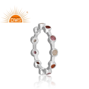 Natural Pink Tourmaline, Ethiopian <b>Opal</b> & Carnelian Gemstone <b>Ring</b> Sterling <b>Silver</b> Stackable <b>Ring</b> Gemstone Jewelry Manufacturer - Product Image 3