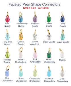 Conector de colgante de cuarzo transparente de pera, 5x10mm, facetado chapado en oro, una sola bola, hecho a mano - Product Image 2