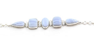 Pulsera de ágata de encaje azul, joyería al por mayor, pulsera de piedra de plata de ley - Product Image 3