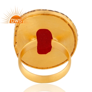 แหวนชุบทอง24K สีเงินสเตอร์ลิงแหวนอัญมณีสีแดง - Product Image 3