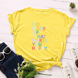 Camiseta de manga corta de algodón para mujer, ropa informal de verano - Product Image 6