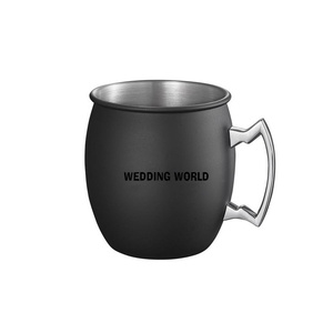 Taza de cerveza de cobre, taza negra recubierta de polvo para bodas y fiestas, decorativa, forma redondeada, taza de mula de Moscú con acabado martillado - Product Image 1