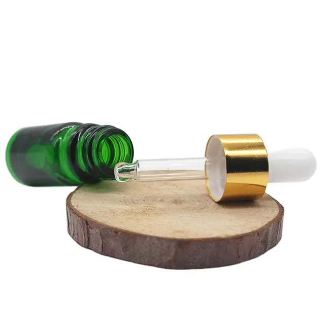 10 ml glas groene fles met druppelaar en rubber hoofd