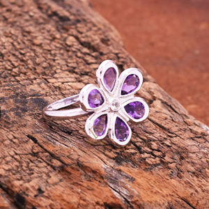 Exquisito anillo de bodas con ajuste de bisel de piedras preciosas de amatista natural, Plata de Ley 925, venta al por mayor, joyería de moda púrpura para mujer - Product Image 3