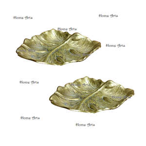 Plat de service exclusif de qualité feuille fait à la main en aluminium couleur or plat de service de dessert à un prix abordable - Product Image 6