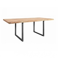 Mesa de Comedor Plegable de Diseño Moderno con Base de Hierro y Tablero de Madera Reciclada, Ecológica, de Alta Calidad, para Uso en Hogar, Hotel o Villa