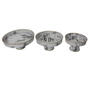 Juego de 3 platos para pastel de bodas con diseño grabado a mano, con soporte en acabado dorado para accesorios de vajilla de restaurante. - Product Image 4