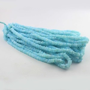 Cuentas de piedra cuadradas Heishi de ópalo azul de 3-4mm pulidas lisas para hacer collares - Product Image 2