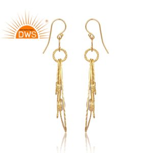 Arcoíris Natural Moon Stone-fabricante de joyería, pendientes de aro de plata chapados en oro, triangulares - Product Image 3