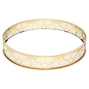 Bandeja de servicio de espejo de forma redonda, plato de servicio al por mayor hecho a mano de diseño único, chapado en polvo dorado - Product Image 1