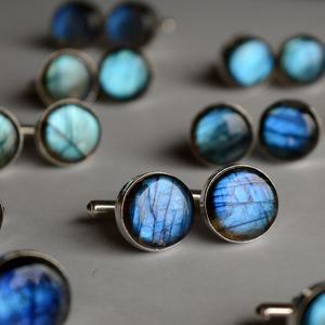 Venta al por mayor de gemelos de labradorita natural, accesorio de mesa de piedras preciosas, Clip de corbata para camisa para bodas, fiestas y regalos - Product Image 2