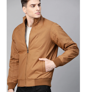 Blouson bomber en polyester uni pour homme, personnalisé avec logo imprimé sur le devant, de haute qualité, en gros, à prix de gros - Product Image 3