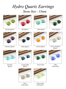Pendientes de cuarzo de Topacio Azul de Londres para mujer, aretes colgantes de latón, estilo bohemio - Product Image 3