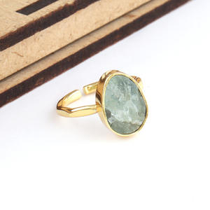 แหวนพลอยทำด้วยมือ unisex แฟชั่นใหม่ล่าสุดแหวนทอง/เงินชุบด้วยหินซิกแซกแบบปรับได้ลายใหม่ - Product Image 1