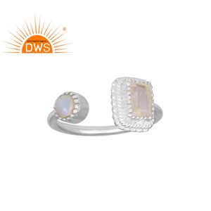 Ethiopian <b>Opal</b> Gemstone Openable <b>Ring</b> 925 Sterling <b>Silver</b> Bezel Setting Trendy Jewelry - Product Image 1