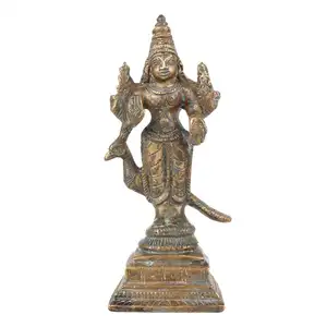 Handmade Antique Brass Statue Lord Vishnu Sculptures With Bird Standing Figurine Statement Pieces Decor Gift Items