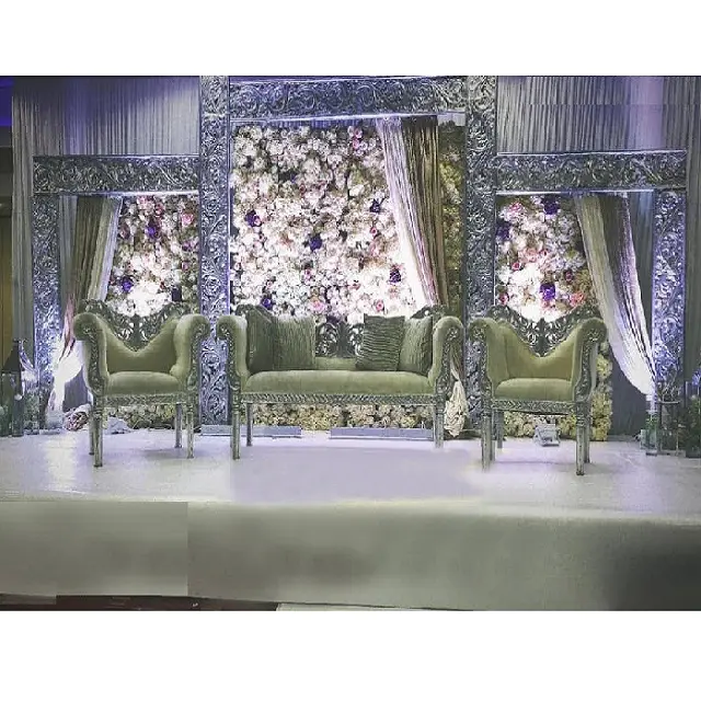 Silver Wedding Reception Stage Decor Platinum Wedding Silver Stage Decoration Muslim Wedding Silver Stage Decoration