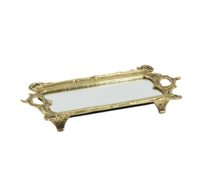 Stainless Steel <b>Silver</b> Polished <b>Mirror</b> <b>Tray</b> with Leather Handle Camping Eco-Friendly Fashionable Trending Design Hot Selling - Product Image 3