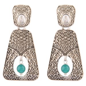 Boucles d'oreilles dorées en argent et cristal pour femme, bijoux épais et indien, style ancien, avec fausses perles, vert - Product Image 1