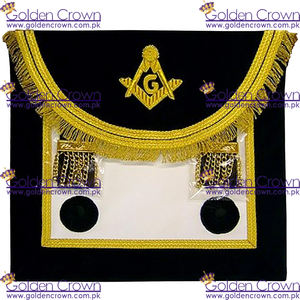 ผ้ากันเปื้อนเย็บปักลายด้วยงานฝีมือจากช่างก่ออิฐต้นแบบชาวสก๊อตสีดำทอง | ผู้ผลิตผ้ากันเปื้อนช่างก่ออิฐ - Product Image 5