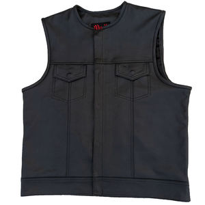 Gilet de motard en cuir véritable, Gilet personnalisé en cuir véritable pour moto - Product Image 1