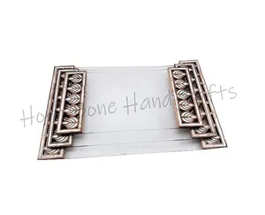 High Quality Wood and Pearl Acrylic Rectangular Tray Pearl Inlay Chocolate Packaging and Sweets Tray for Ramadan & Eid Giveaways