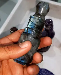 Botol parfum ukiran Labradorite penuh kreatif permata yang sangat lucu hadiah untuk orang Spesial