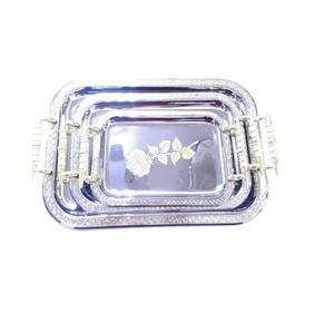 Plateau de service en acier à motif rose pour la cuisine à domicile - Product Image 1