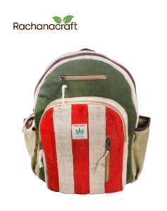 100% Handmade Regular Size Green Color Hemp <b>Backpack</b>, Travel, Hipster Pack Fair Trade from Nepal Made Wholesale Supplies - Product Image 1