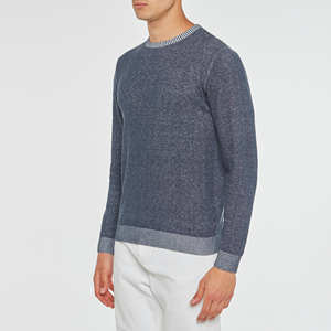 Maglione da uomo di Design italiano con collo invertito maniche lunghe modello solido-100% cotone tinto ODM fornitura - Product Image 2
