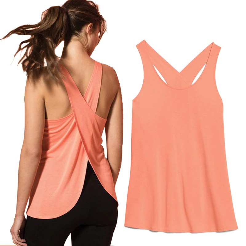 New Women Quick Dry Cross Back Yoga Shirts Sleeveless Fitness Sport T-Shirt Workout Running Tank Tops Yoga Vest Blouse