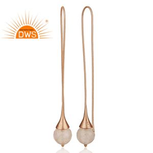 Boucles d'oreilles en argent sterling 925 avec pierres précieuses en quartz rose naturel design fait à la main pour femmes fabricant de bijoux - Product Image 2