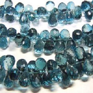 4mm 6mm Natural London Blue Topaz Stone Faceted Tear Drop Briolette Gemstone Beads Strand the Jewel Creation IGI Certified - Product Image 1