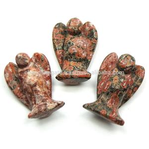 Haute qualité cristal ange léopard jaspe sculpture cristal 2 à 2.5 en pierre pierres précieuses en vrac ange Figurine pour la décoration de la maison - Product Image 2