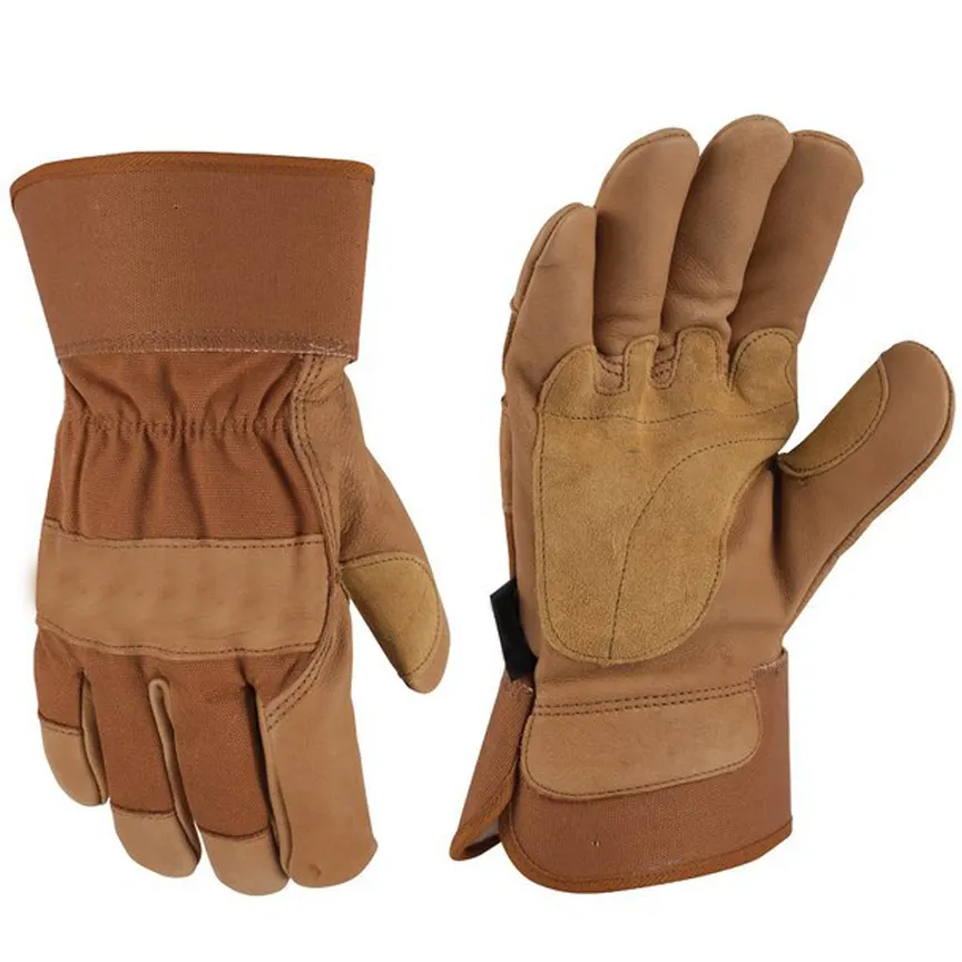 Safety glove manufacturer split leather gloves reinforced palm leather work gloves