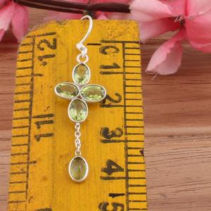 925 argent Sterling solide boucle d'oreille péridot naturel coupe ovale pierre plaqué or pour cadeau en gros fabrication de bijoux indiens - Product Image 3