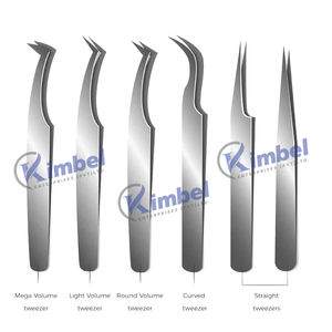 Juego completo de acero inoxidable de alta calidad, pinzas para extensión de pestañas con acabado de arena y agua, pinzas profesionales para pestañas, cantidad a granel - Product Image 1