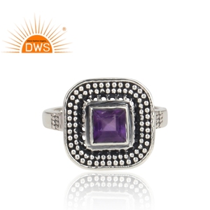 Handmade Antique Design 925 Sterling Silver Ring Purple Amethyst Gemstone Ring Jewelry Supplier Manufacturer - Product Image 2