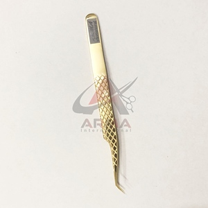 แหนบต่อขนตาสแตนเลสชุบทอง24K แยก45องศาคุณภาพสูงออกแบบโลโก้ได้ตามต้องการจำนวนมาก - Product Image 3