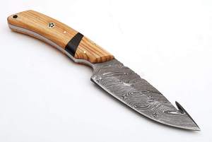 Couteau de chasse à lame fixe de qualité supérieure fait à la main en acier Damas ZR1516 avec manche en bois personnalisable OEM pour l'extérieur Zafar Traders PK - Product Image 3