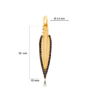 Colgante de Plata de Ley 925 con circón negro, joyería con diseño de lanza, hecha a mano, turco - Product Image 2