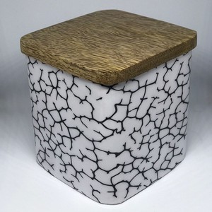 Pot en fer métallique de marquage personnalisé, 50 pièces, lignes en Bronze blanc, pot en résine imprimé pour la fabrication de bougie avec couvercle en bois - Product Image 5