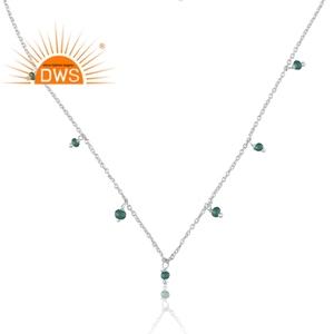 Collar con colgante de plata de ley fina, colgante de piedras preciosas de ónix verde, proveedor de joyería - Product Image 1