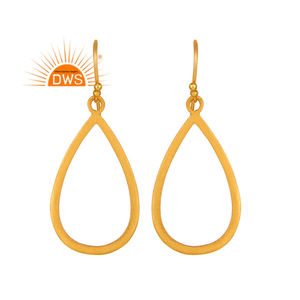 Nouvel Arrivage Boucles d'Oreilles Pendantes en Argent Sterling Plaqué Or Vente en Gros Bijoux en Argent Fournisseur de Bijoux Artisanaux Indiens - Product Image 1